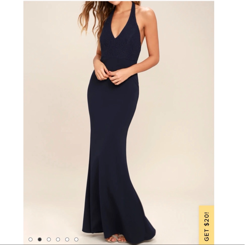 Navy Blue Halter Maxi Dress Size Xs